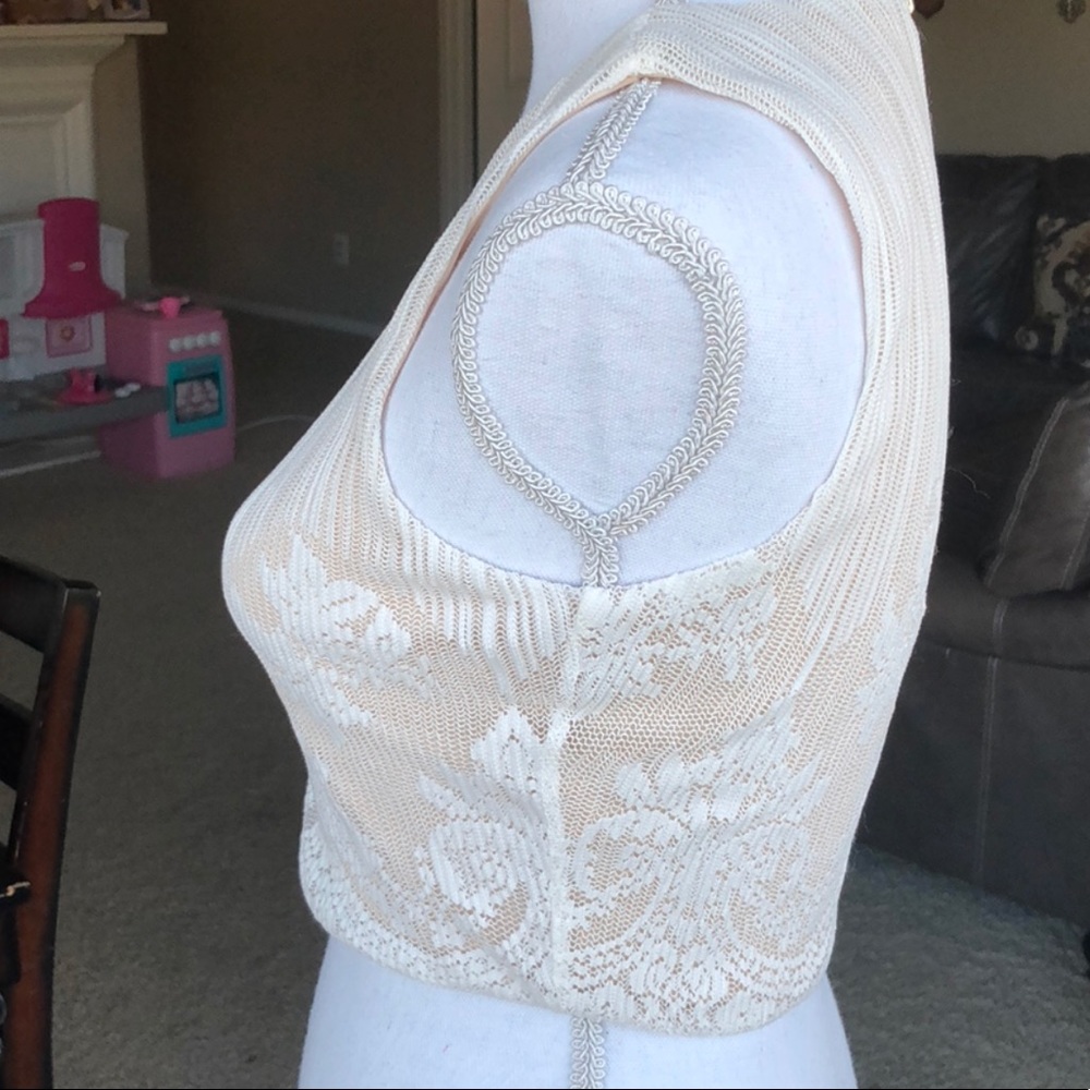 Lace Crop Top Cream & Tan Wedding - Picture 5 of 8